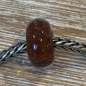 TROLLBEADS brown desert glass bead sterling silver core charm